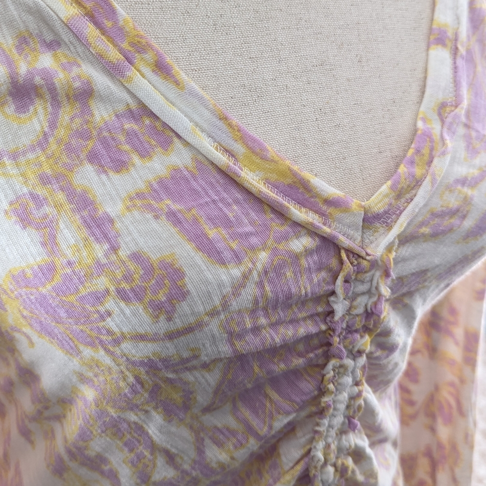NWT Free People Say The Word Floral Runched Top Boho Western Balloon Sleeve Sm - Picture 9 of 15